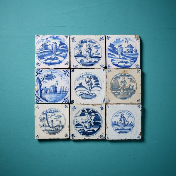 Collection of Nine Antique Delft Tiles