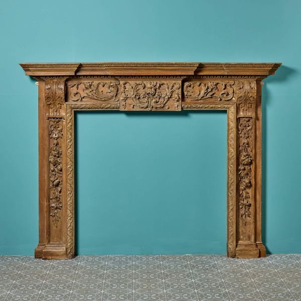 Large Carved Georgian Pine Fire Surround