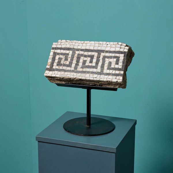 Reclaimed Roman Style Mosaic Floor Fragment on Stand