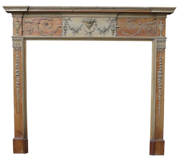 A George III Carved Pine Fire Surround In The Adam Style