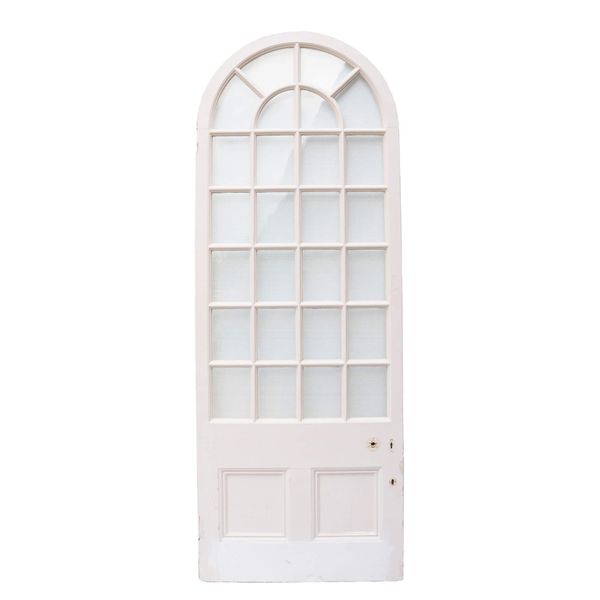 Antique Victorian White Arched Glazed Door