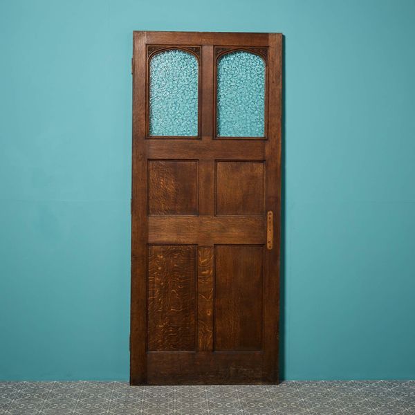 Large Glazed Victorian Panelled Oak Door