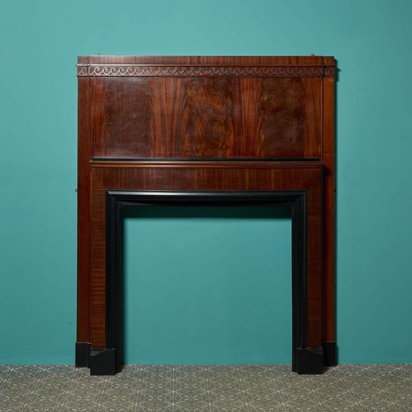 Large Reclaimed Art Deco Mahogany Fireplace