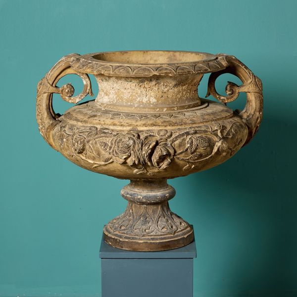 Large Buff Terracotta Antique Centrepiece Urn