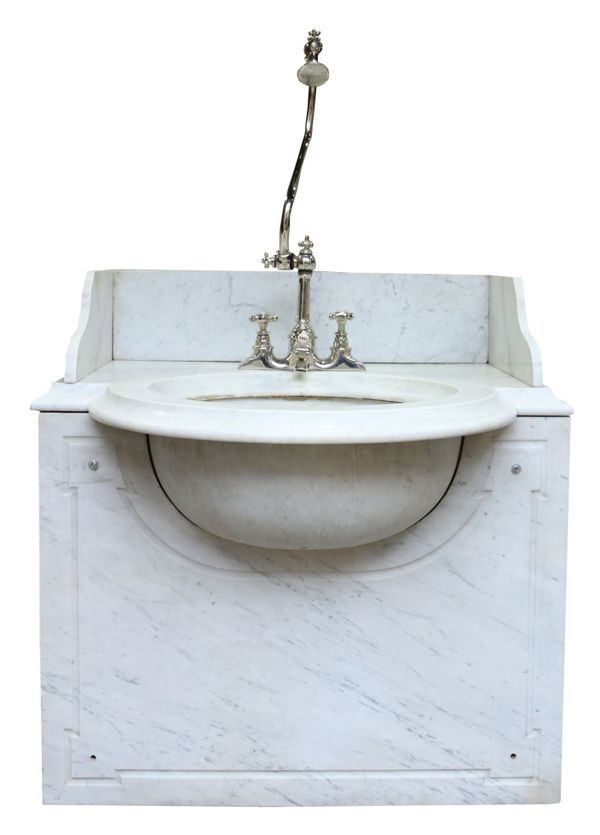 An Antique George Jennings Carrara Marble Wash Basin or Sink