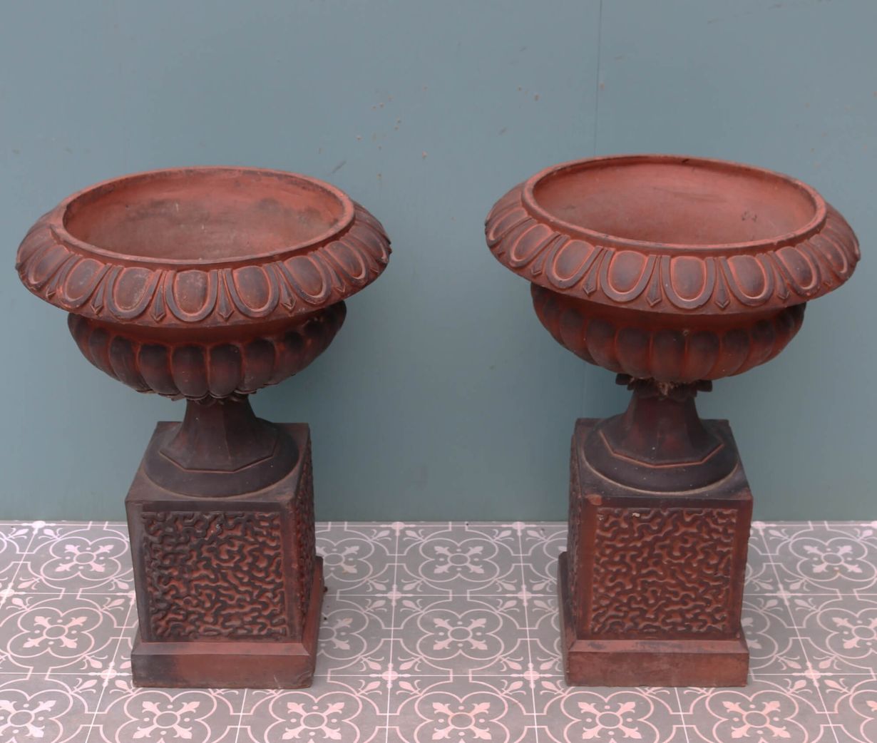 Pair of Victorian Antique Terracotta Urns