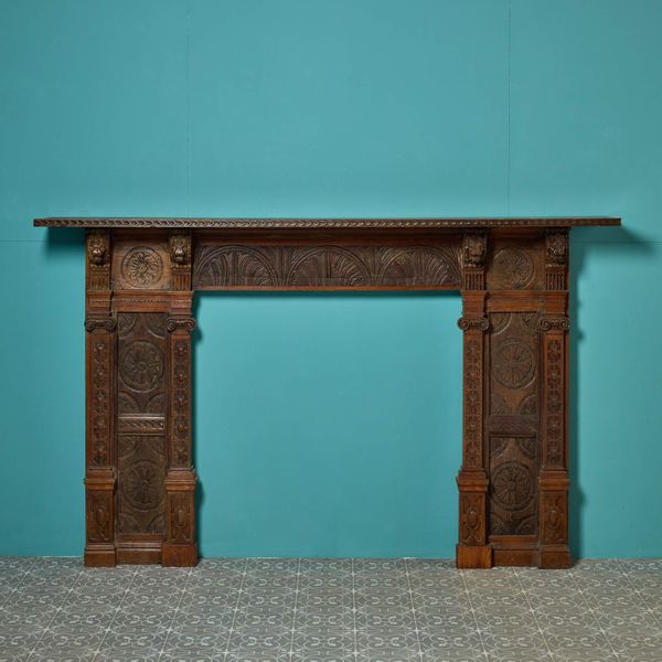 Jacobean Style Antique Carved Oak Fireplace