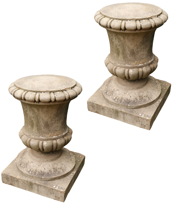 Reclaimed Antique Composition Stone Lidded Urn Finials