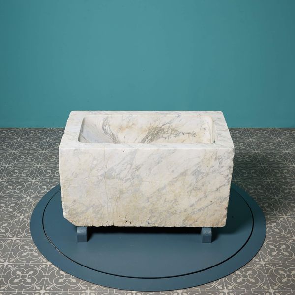 Large Antique Italian Carrara Marble Trough