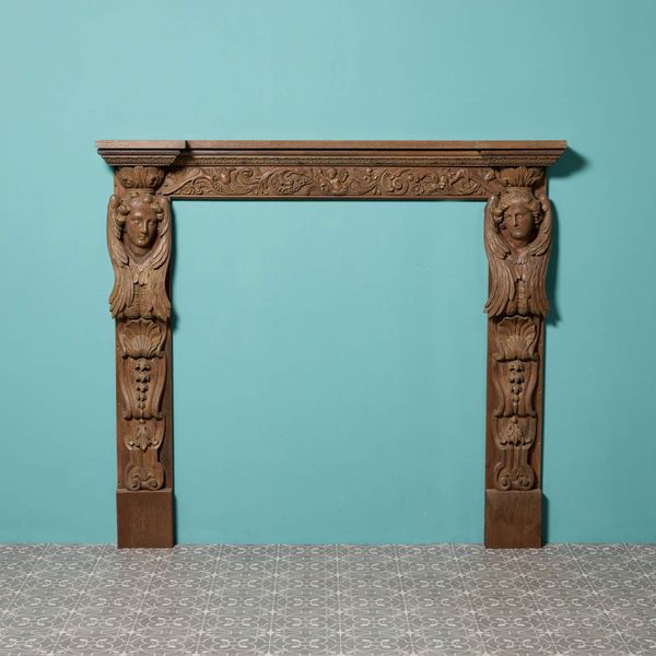 Antique Carved Oak Fire Surround