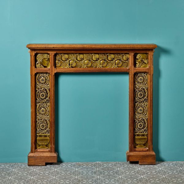 Maw & Co. Antique Tile Oak Fireplace