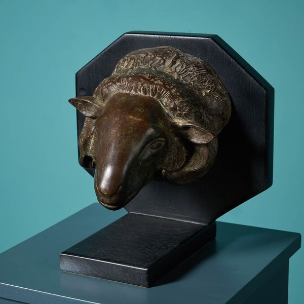 John W. Mills (1933-2023) Mounted Bronze Sheep Head Sculpture