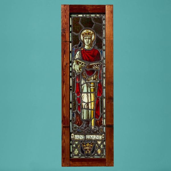 Antique Stained Glass Window of Saint Edmund