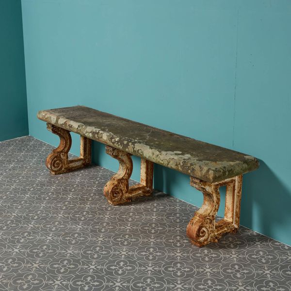 Large Antique Stone Garden Bench