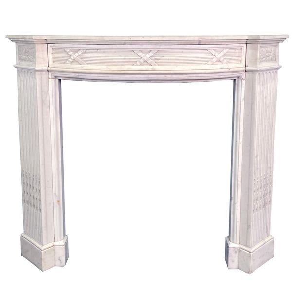 Bowfronted Antique White Marble Fireplace