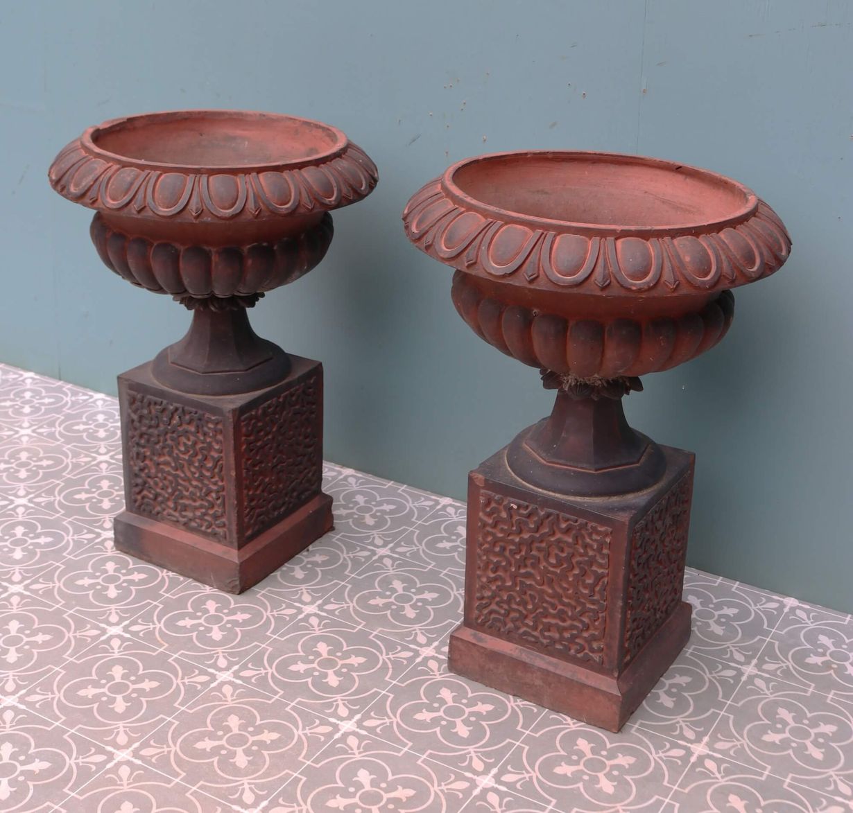 Pair of Victorian Antique Terracotta Urns