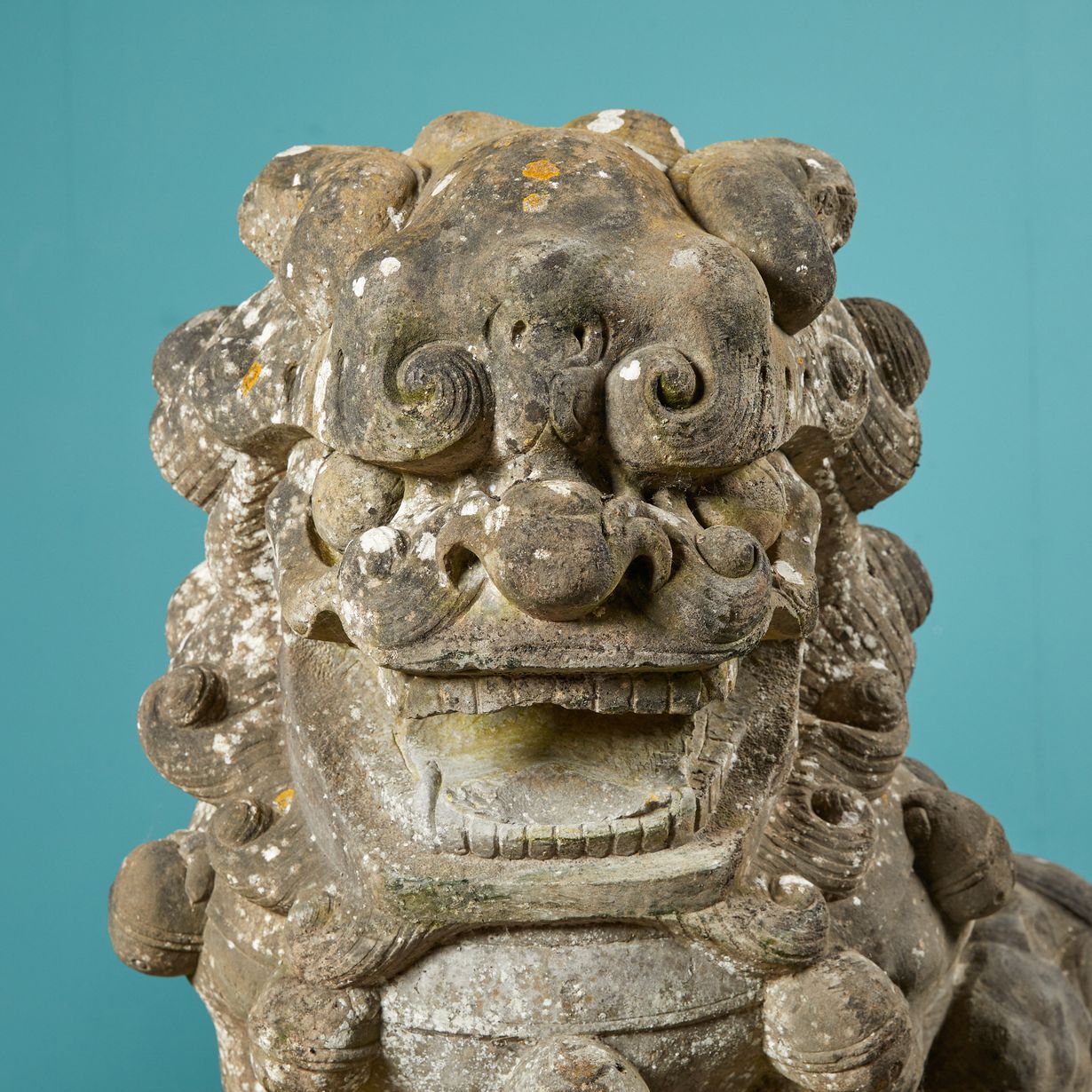 Pair of Carved Stone Chinese Foo Dog Statues