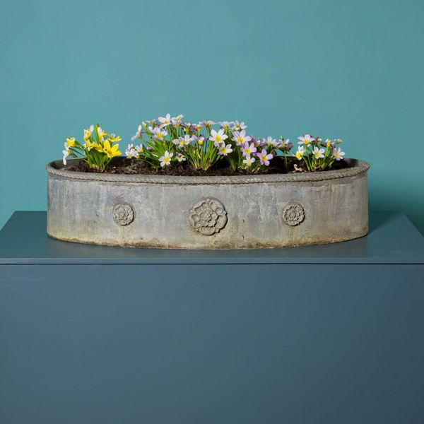 Large Antique Oval Lead Trough Planter