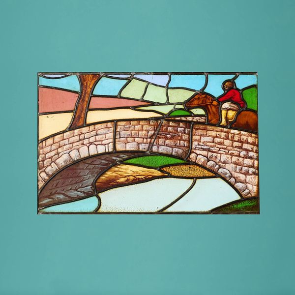 Antique English Countryside Stained Glass Window