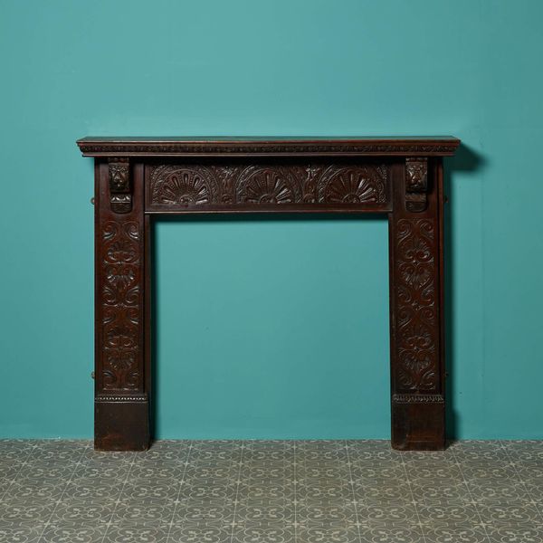 Antique Jacobean Style Carved Oak Fire Surround