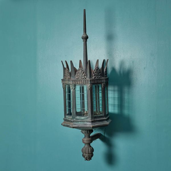 Large Antique Wall Mounted Bronze Lantern