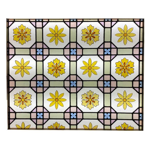 Antique Victorian Floral Stained Glass Window