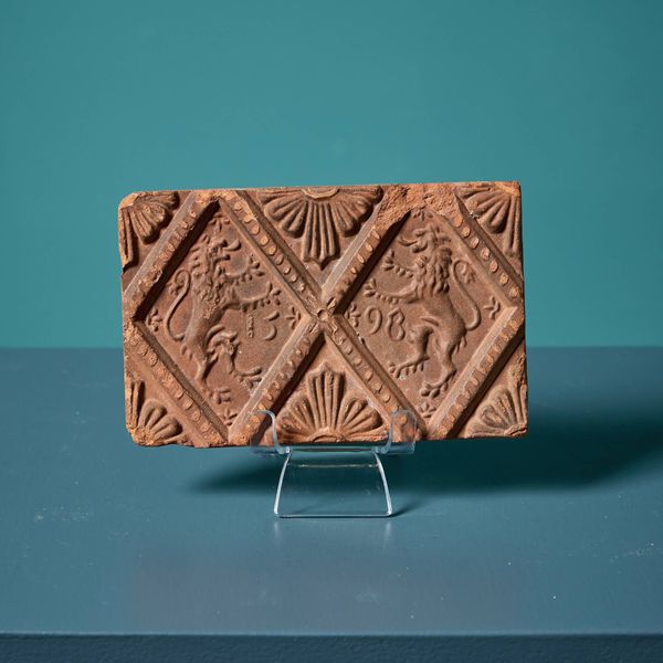 Renaissance Style Terracotta Tile with Lions in Relief