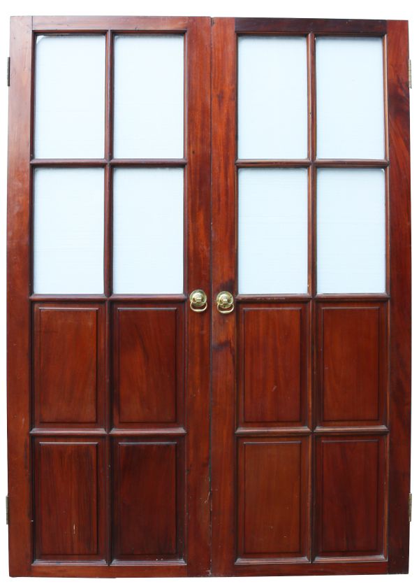 Antique Mahogany Half Glazed Double Doors