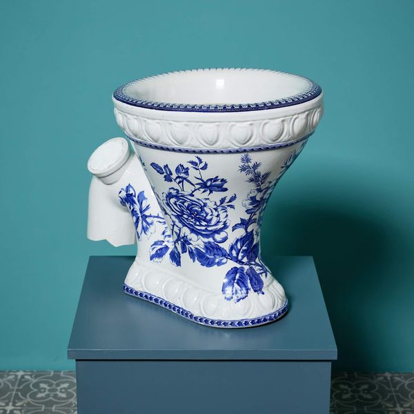 Patterned Antique Victorian Excelsior Toilet with S-Trap